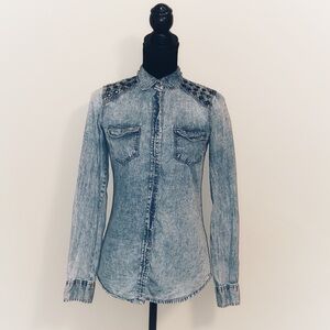 Forever 21  Blue Denim Studded Button Up